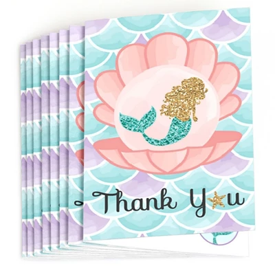 Big Dot Of Happiness Let's Be Mermaids - Baby Shower Or Birthday Party Thank You Cards (8 Count) 1 Big Dot Of Happiness Let's Be Mermaids - Baby Shower Or Birthday Party Thank You Cards (8 Count)