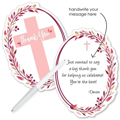 Big Dot Of Happiness Pink Elegant Cross - Shaped Thank You Cards - Girl Religious Party Thank You Note Cards With Envelopes - Set Of 12 1 Big Dot Of Happiness Pink Elegant Cross - Shaped Thank You Cards - Girl Religious Party Thank You Note Cards With Envelopes - Set Of 12