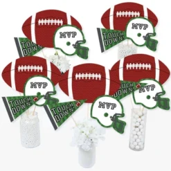 Big Dot Of Happiness End Zone - Football - Baby Shower Or Birthday Party Centerpiece Sticks - Table Toppers - Set Of 15