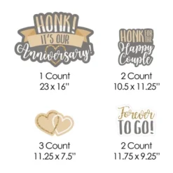 Big Dot Of Happiness Honk, It's Our Anniversary - Yard Sign And Outdoor Lawn Decorations - Gold And Silver Wedding Anniversary Yard Signs - Set Of 8 -Aurora Party Sales GUEST 8f36ec75 82f9 4037 ab9b ad79943fec90