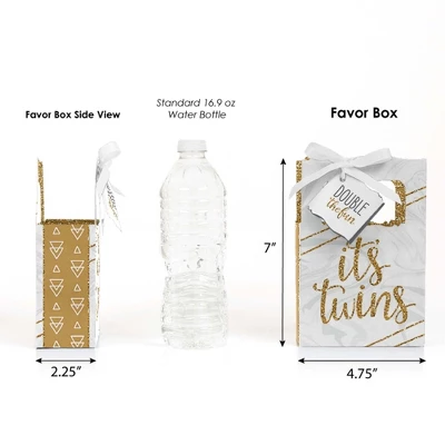 Big Dot Of Happiness It's Twins - Gold Twins Baby Shower Favor Boxes - Set Of 12 1 Big Dot Of Happiness It's Twins - Gold Twins Baby Shower Favor Boxes - Set Of 12