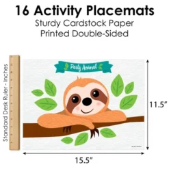 Big Dot Of Happiness Let's Hang - Sloth - Paper Birthday Party Coloring Sheets - Activity Placemats - Set Of 16 -Aurora Party Sales GUEST 90b0f676 3960 40db 9dcd a0f5c0b9a7c8