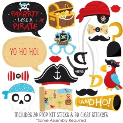 Big Dot Of Happiness Pirate Ship Adventures - Skull Birthday Party Photo Booth Props Kit - 20 Count