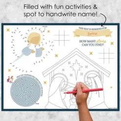 Big Dot Of Happiness Holy Nativity - Paper Manger Scene Religious Christmas Coloring Sheets - Activity Placemats - Set Of 16