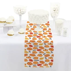 Big Dot Of Happiness Fall Pumpkin - Petite Halloween Or Thanksgiving Party Paper Table Runner - 12 X 60 Inches