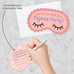 Big Dot Of Happiness Pajama Slumber Party - Shaped Fill-In Invitations - Girls Sleepover Birthday Party Invitation Cards With Envelopes - Set Of 12