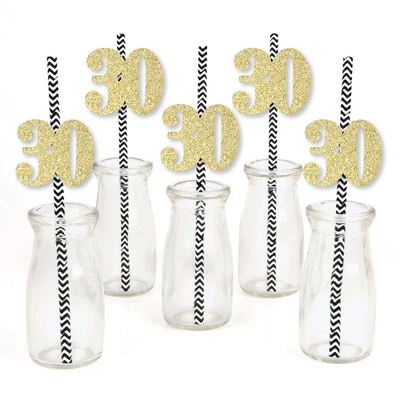 Big Dot Of Happiness Gold Glitter 30 Party Straws - No-Mess Real Gold Glitter Cut-Out Numbers & Decorative 30th Birthday Party Paper Straws - 24 Ct 1 Big Dot Of Happiness Gold Glitter 30 Party Straws - No-Mess Real Gold Glitter Cut-Out Numbers & Decorative 30th Birthday Party Paper Straws - 24 Ct