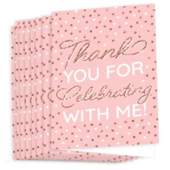 Big Dot Of Happiness Pink Rose Gold Birthday - Happy Birthday Party Thank You Cards (8 Count)
