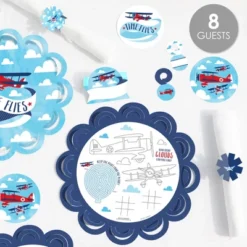 Big Dot Of Happiness Taking Flight - Airplane - Vintage Plane Happy Birthday Party Supplies Kit - Ready To Party Pack - 8 Guests