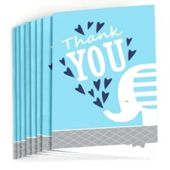 Big Dot Of Happiness Blue Elephant - Boy Baby Shower Or Birthday Party Thank You Cards (8 Count)