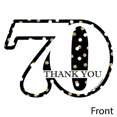 Big Dot Of Happiness Adult 70th Birthday - Gold - Shaped Thank You Cards - Birthday Party Thank You Note Cards With Envelopes - Set Of 12 2 Big Dot Of Happiness Adult 70th Birthday - Gold - Shaped Thank You Cards - Birthday Party Thank You Note Cards With Envelopes - Set Of 12 - Image 2