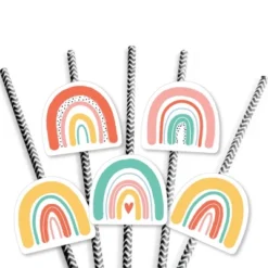 Big Dot Of Happiness Hello Rainbow - Paper Straw Decor - Boho Baby Shower And Birthday Party Striped Decorative Straws - Set Of 24 -Aurora Party Sales GUEST 94d0e52e f02d 4185 8be5 2fe3032effbb