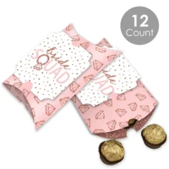 Big Dot Of Happiness Bride Squad - Favor Gift Boxes - Rose Gold Bridal Shower Or Bachelorette Party Large Pillow Boxes - Set Of 12