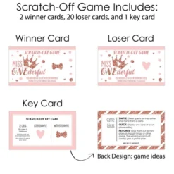 Big Dot Of Happiness 1st Birthday Little Miss Onederful - Girl First Birthday Party Game Scratch Off Cards - 22 Count -Aurora Party Sales GUEST 95ec01c3 10cb 4cb2 8527 5b6c2409c231