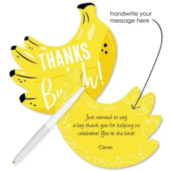 Big Dot Of Happiness Let's Go Bananas - Shaped Thank You Cards - Tropical Party Thank You Note Cards With Envelopes - Set Of 12