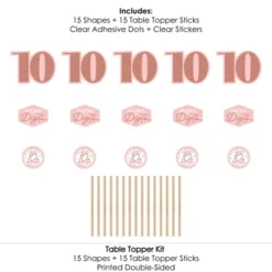 Big Dot Of Happiness 10th Pink Rose Gold Birthday - Happy Birthday Party Centerpiece Sticks - Table Toppers - Set Of 15 -Aurora Party Sales GUEST 96766d81 e338 4dd2 9638 81f38a4c0106