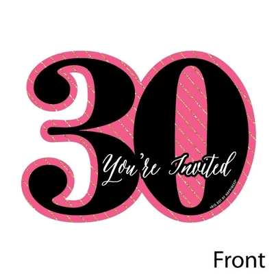 Big Dot Of Happiness Chic 30th Birthday - Pink, Black And Gold - Shaped Fill-in Invites - Birthday Party Invitation Cards With Envelopes - Set Of 12 2 Big Dot Of Happiness Chic 30th Birthday - Pink, Black And Gold - Shaped Fill-in Invites - Birthday Party Invitation Cards With Envelopes - Set Of 12 - Image 2