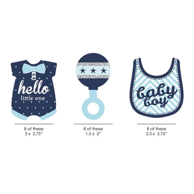 Big Dot Of Happiness Hello Little One - Blue And Silver Paper Straw Decor - Boy Baby Shower Striped Decorative Straws - Set Of 24 1 Big Dot Of Happiness Hello Little One - Blue And Silver Paper Straw Decor - Boy Baby Shower Striped Decorative Straws - Set Of 24