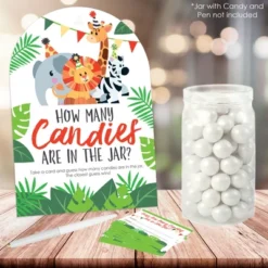 Big Dot Of Happiness Jungle Party Animals - How Many Candies Safari Zoo Animal Birthday Party Or Baby Shower Candy Guessing Game