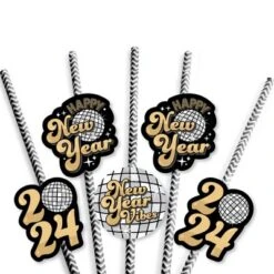 Big Dot Of Happiness Disco New Year - Paper Straw Decor - Groovy 2024 NYE Party Striped Decorative Straws - Set Of 24 -Aurora Party Sales GUEST 986ce07d f53d 410d 8926 851baed529b3