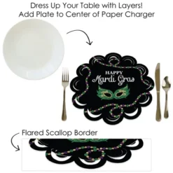 Big Dot Of Happiness Mardi Gras - Masquerade Party Round Table Decorations - Paper Chargers - Place Setting For 12 -Aurora Party Sales GUEST 98d30840 8e30 4983 83e9 1e12c54756ee