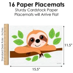 Big Dot Of Happiness Let's Hang - Sloth - Party Table Decorations - Baby Shower Or Birthday Party Placemats - Set Of 16 -Aurora Party Sales GUEST 99230cc8 d849 4a86 878e 1cf7e94e6bfe