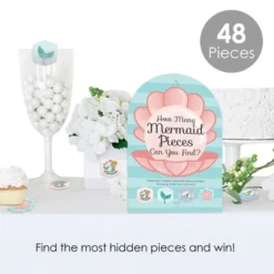 Big Dot Of Happiness Let’s Be Mermaids - Baby Shower Or Birthday Party Scavenger Hunt - 1 Stand And 48 Game Pieces - Hide And Find Game