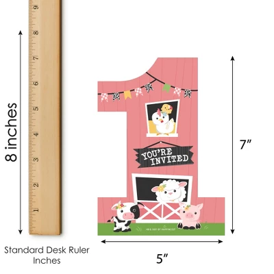 Big Dot Of Happiness 1st Birthday Girl Farm Animals - Shaped Fill-In - Pink Barnyard First Birthday Party Invitation Cards With Envelopes - Set Of 12 4 Big Dot Of Happiness 1st Birthday Girl Farm Animals - Shaped Fill-In - Pink Barnyard First Birthday Party Invitation Cards With Envelopes - Set Of 12 - Image 4
