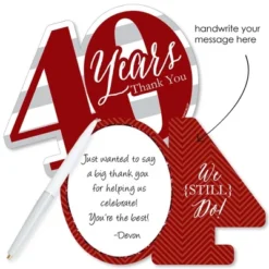 Big Dot Of Happiness We Still Do - 40th Wedding Anniversary - Shaped Thank You Cards - Anniversary Party Thank You Cards With Envelopes - Set Of 12
