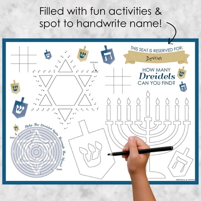 Big Dot Of Happiness Happy Hanukkah - Paper Chanukah Holiday Party Coloring Sheets - Activity Placemats - Set Of 16 1 Big Dot Of Happiness Happy Hanukkah - Paper Chanukah Holiday Party Coloring Sheets - Activity Placemats - Set Of 16
