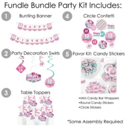 Big Dot Of Happiness Girl 13th Birthday - Official Teenager Birthday Party Supplies - Banner Decoration Kit - Fundle Bundle