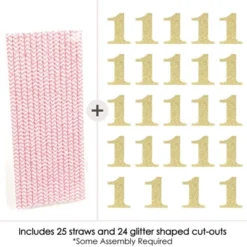 Big Dot Of Happiness Gold Glitter 1 Party Straws - No-Mess Real Gold Glitter Cut-Out Numbers & Decorative 1st Birthday Party Paper Straws - Set Of 24 -Aurora Party Sales GUEST 9db4913e ee80 4ccd b215 c88842b13e67