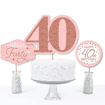 Big Dot Of Happiness 40th Pink Rose Gold Birthday - Happy Birthday Party Centerpiece Sticks - Table Toppers - Set Of 15 2 Big Dot Of Happiness 40th Pink Rose Gold Birthday - Happy Birthday Party Centerpiece Sticks - Table Toppers - Set Of 15 - Image 2