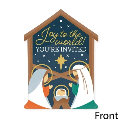 Big Dot Of Happiness Holy Nativity - Shaped Fill-In Invitations - Manger Scene Religious Christmas Invitation Cards With Envelopes - Set Of 12 2 Big Dot Of Happiness Holy Nativity - Shaped Fill-In Invitations - Manger Scene Religious Christmas Invitation Cards With Envelopes - Set Of 12 - Image 2