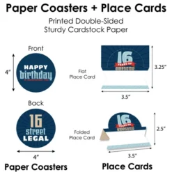 Big Dot Of Happiness Boy 16th Birthday - Sweet Sixteen Birthday Party Paper Charger & Table Decorations Chargerific Kit For 8 -Aurora Party Sales GUEST 9f4c5716 fc35 4953 a88c 331a192f1624