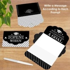 Big Dot Of Happiness Graduation Cheers - High School Or College Grad Cards Gift Box Kit - Open When Letters - Set Of 8