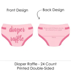 Big Dot Of Happiness Baby Girl - Diaper Shaped Raffle Ticket Inserts - Pink Baby Shower Activities - Diaper Raffle Game - Set Of 24