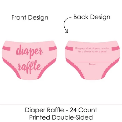 Big Dot Of Happiness Baby Girl - Diaper Shaped Raffle Ticket Inserts - Pink Baby Shower Activities - Diaper Raffle Game - Set Of 24 1 Big Dot Of Happiness Baby Girl - Diaper Shaped Raffle Ticket Inserts - Pink Baby Shower Activities - Diaper Raffle Game - Set Of 24