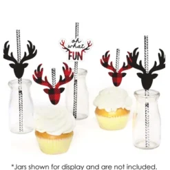 Big Dot Of Happiness Prancing Plaid Paper Straw Decor - Christmas & Holiday Buffalo Plaid Party Striped Decorative Straws - Set Of 24 -Aurora Party Sales GUEST a37df138 f2ef 408b 91f9 7d638ee5313d