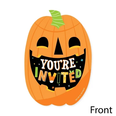 Big Dot Of Happiness Jack-O'-Lantern Halloween - Shaped Fill-In Invitations - Kids Halloween Party Invitation Cards With Envelopes - Set Of 12 2 Big Dot Of Happiness Jack-O'-Lantern Halloween - Shaped Fill-In Invitations - Kids Halloween Party Invitation Cards With Envelopes - Set Of 12 - Image 2