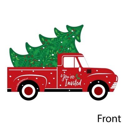 Big Dot Of Happiness Merry Little Christmas Tree - Shaped Fill-in Invitations - Red Truck Christmas Party Invitation Cards With Envelopes - Set Of 12 1 Big Dot Of Happiness Merry Little Christmas Tree - Shaped Fill-in Invitations - Red Truck Christmas Party Invitation Cards With Envelopes - Set Of 12