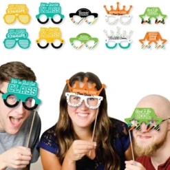 Big Dot Of Happiness Still Got Class Glasses - Paper Card Stock High School Reunion Party Photo Booth Props Kit - 10 Count