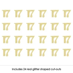 Big Dot Of Happiness Gold Glitter 17 - No-Mess Real Gold Glitter Cut-Out Numbers - 17th Birthday Party Confetti - Set Of 24