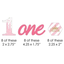 Big Dot Of Happiness 1st Birthday Little Princess Crown - Paper Straw Decor - Pink And Gold First Birthday Party Striped Decorative Straws - Set Of 24