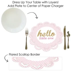 Big Dot Of Happiness Hello Little One - Pink And Gold - Girl Baby Shower Round Table Decorations - Paper Chargers - Place Setting For 12 -Aurora Party Sales GUEST a9f6812d e6fd 461f b085 55daf7cb9f51