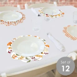 Big Dot Of Happiness Fall Friends Thanksgiving - Friendsgiving Party Round Table Decorations - Paper Chargers - Place Setting For 12