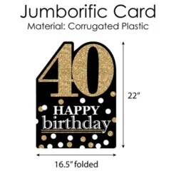 Big Dot Of Happiness Adult 40th Birthday - Gold - Happy Birthday Giant Greeting Card - Big Shaped Jumborific Card 7 Big Dot Of Happiness Adult 40th Birthday - Gold - Happy Birthday Giant Greeting Card - Big Shaped Jumborific Card -Aurora Party Sales GUEST aaa879ce 70f8 4060 a656 79abc9c416f7