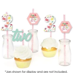 Big Dot Of Happiness 2nd Birthday Tea For Two - Paper Straw Decor - Garden Second Birthday Party Striped Decorative Straws - Set Of 24 -Aurora Party Sales GUEST ab0e42b1 7b4e 4ec1 868f e97067329576