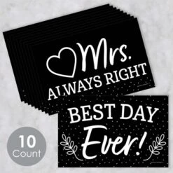 Big Dot Of Happiness Mr. And Mrs. - Photo Prop Signs - Black And White Wedding Or Bridal Shower Announcements - 10 Pieces