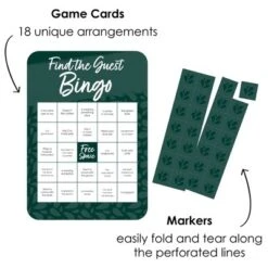 Big Dot Of Happiness Emerald Elegantly Simple - Find The Guest Bingo Cards And Markers - Wedding & Bridal Shower Bingo Game Set Of 18